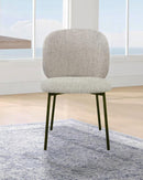 SILLA DE COMEDOR EN TELA TEXTURIZADA MARRON Y PATAS LATON