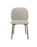 SILLA DE COMEDOR EN TELA TEXTURIZADA MARRON Y PATAS LATON