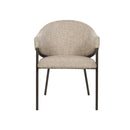 SILLA DE COMEDOR EN TELA MARRON Y PATAS EN METAL LATON