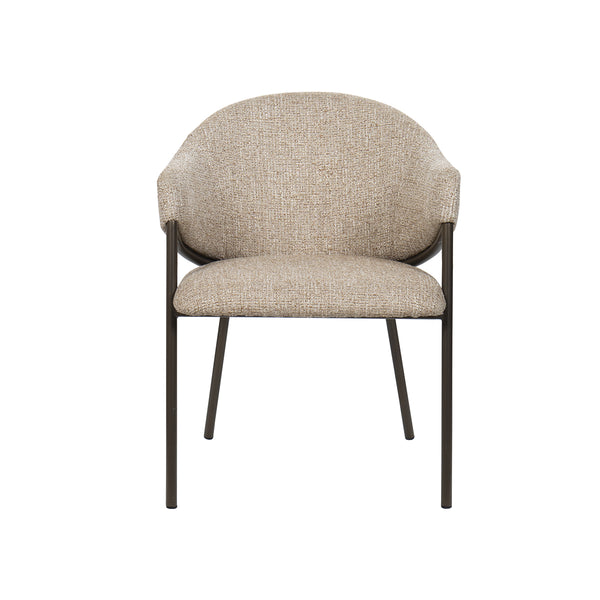 SILLA DE COMEDOR EN TELA MARRON Y PATAS EN METAL LATON