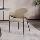 SILLA DE COMEDOR EN TELA MARRON Y PATAS EN METAL LATON