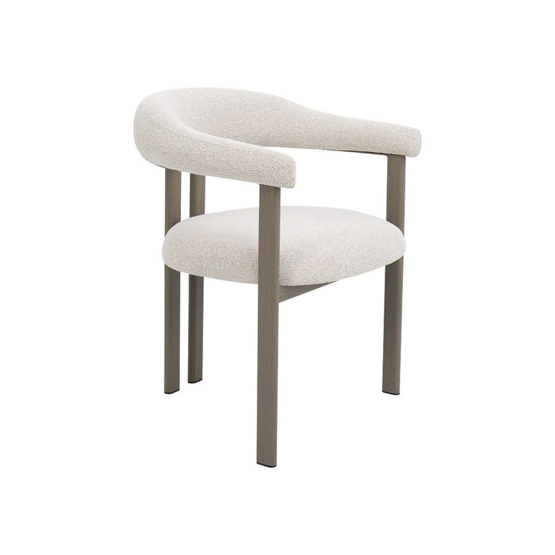 SILLA DE COMEDOR EN TELA BEIGE Y PATAS ACABADO DE MADERA