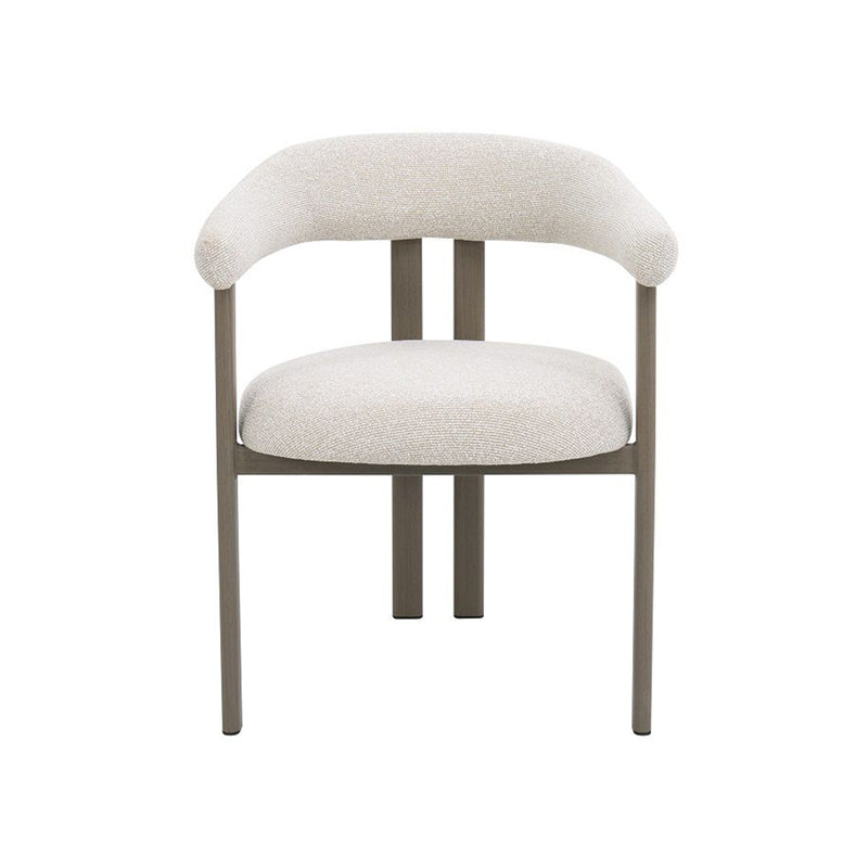 SILLA DE COMEDOR EN TELA BEIGE Y PATAS ACABADO DE MADERA