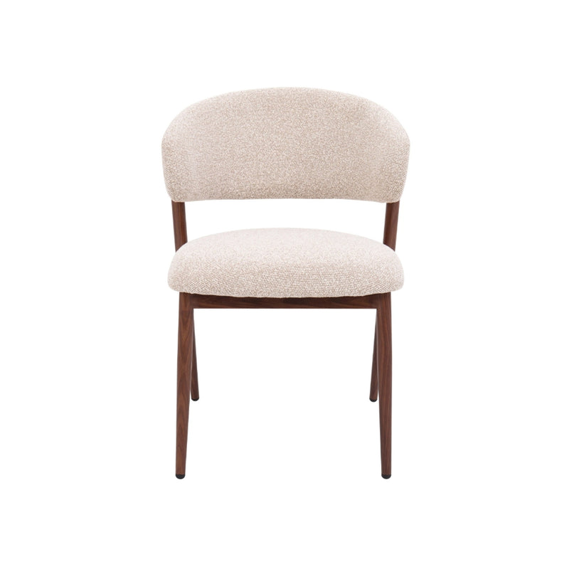 SILLA DE COMEDOR EN TELA BEIGE Y PATAS ACABADO DE MADERA