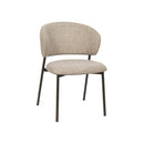 SILLA EN TELA TEXTURIZADA MARRON Y PATAS EN METAL LATON
