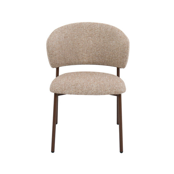 SILLA DE COMEDOR EN TELA MARRON Y PATAS ACABADO DE MADERA