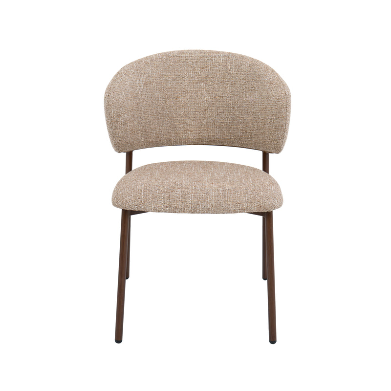 SILLA DE COMEDOR EN TELA MARRON Y PATAS ACABADO DE MADERA