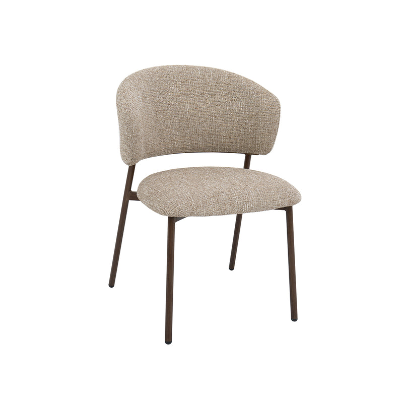 SILLA DE COMEDOR EN TELA MARRON Y PATAS ACABADO DE MADERA