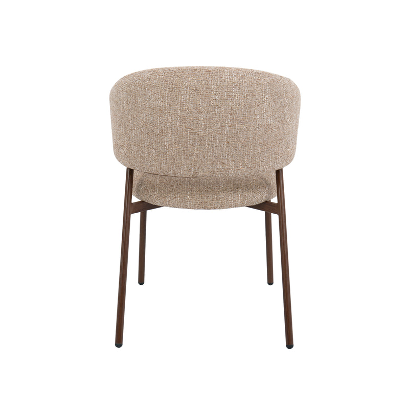 SILLA DE COMEDOR EN TELA MARRON Y PATAS ACABADO DE MADERA