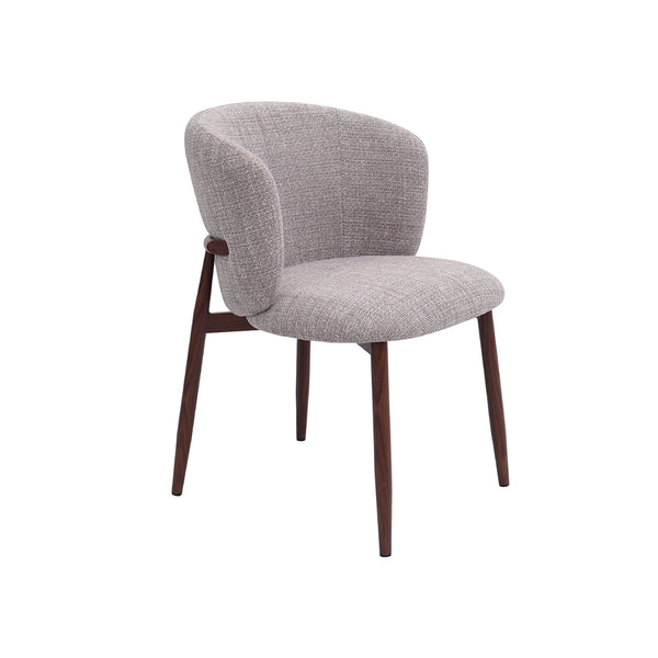 SILLA DE COMEDOR EN TELA MARRON Y PATAS ACABADO DE MADERA