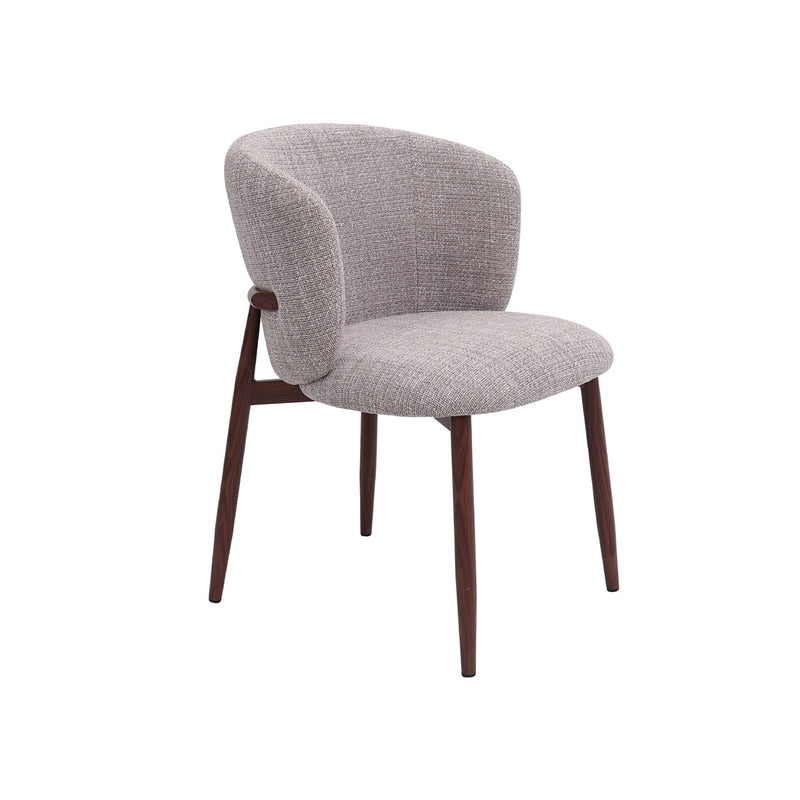 SILLA DE COMEDOR EN TELA MARRON Y PATAS ACABADO DE MADERA