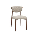 SILLA DE COMEDOR EN TELA TEXTURIZADA BEIGE MARRON Y PATAS ESTILO MADERA