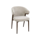 SILLA EN TELA BEIGE Y PATAS EN METAL ESTILO MADERA