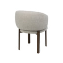 SILLA DE COMEDOR EN TELA BEIGE Y ACABADO DE MADERA