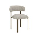 SILLA DE COMEDOR EN TELA TEXTURIZADA  BEIGE MARRON Y PATAS ESTILO MADERA