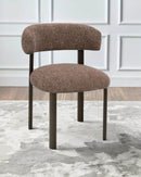 SILLA DE COMEDOR EN TELA TEXTURIZADA MARRON Y PATAS CAFE