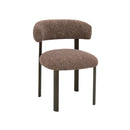 SILLA DE COMEDOR EN TELA TEXTURIZADA MARRON Y PATAS CAFE