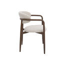 SILLA DE COMEDOR EN TELA BEIGE Y ACABADO DE MADERA