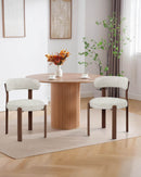 SILLA DE COMEDOR EN TELA TEXTURIZADA BEIGE  Y PATAS NATURALES
