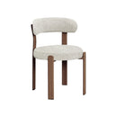 SILLA DE COMEDOR EN TELA TEXTURIZADA BEIGE  Y PATAS NATURALES