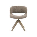 SILLA DE COMEDOR CON ASIENTO GIRATORIO EN TELA TEXTURIZADA MARRON Y ASIENTO MARRRON  PATAS KAKI