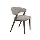 DINING CHAIR, BEIGE-GREY, YELLOW WALNUT WOOD PAPER TRANSFER IRON FRAME