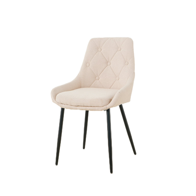 SILLA DE COMEDOR EN TELA BEIGE Y PATAS NEGRAS
