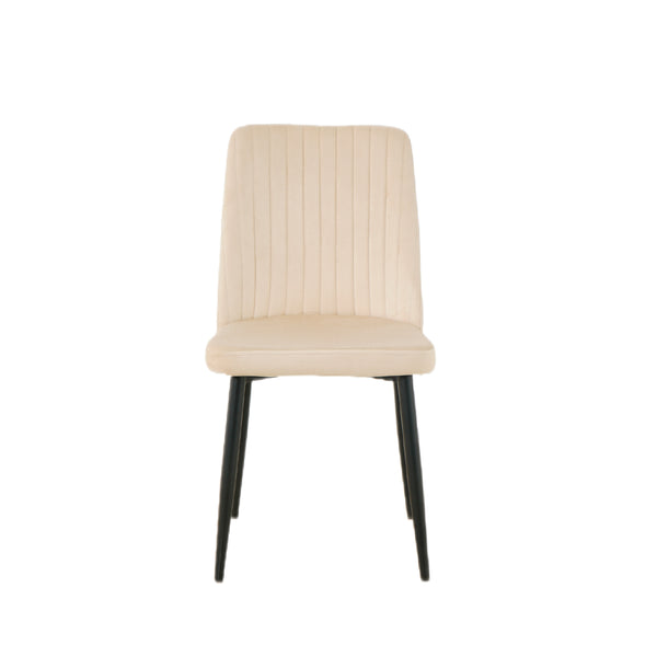 SILLA DE COMEDOR EN TELA CREMA Y PATAS NEGRAS