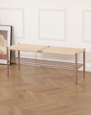 BANCO ESTILO RATAN Y PATAS EN METAL ESTILO MADERA