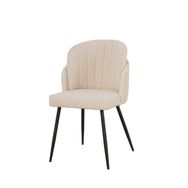SILLA DE COMEDOR EN TELA CREMA Y PATAS NEGRAS