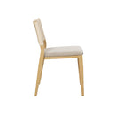 SILLA DE COMEDOR ACABADO DE MADERA NATURAL Y CUERDA CON COJIN EN TELA BEIGE