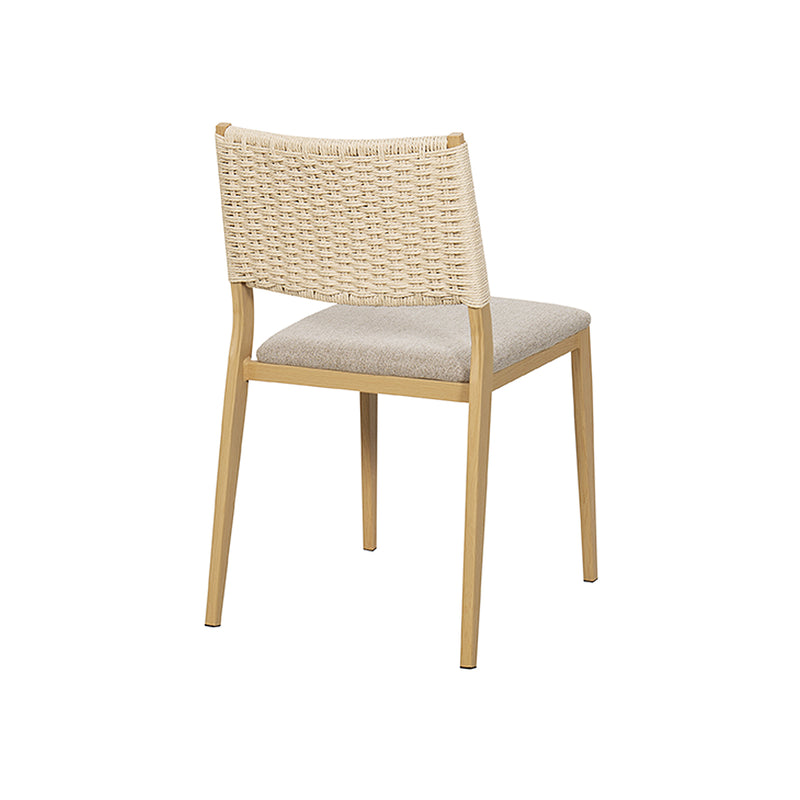 SILLA DE COMEDOR ACABADO DE MADERA NATURAL Y CUERDA CON COJIN EN TELA BEIGE