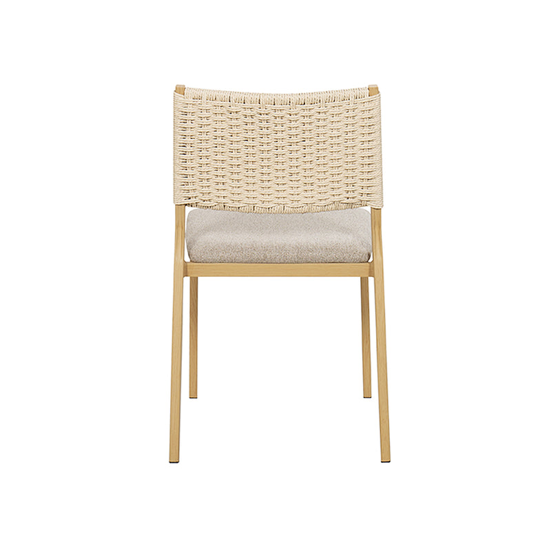SILLA DE COMEDOR ACABADO DE MADERA NATURAL Y CUERDA CON COJIN EN TELA BEIGE