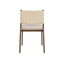 SILLA DE COMEDOR ACABADO DE MADERA Y CUERDA CON COJIN EN TELA BEIGE