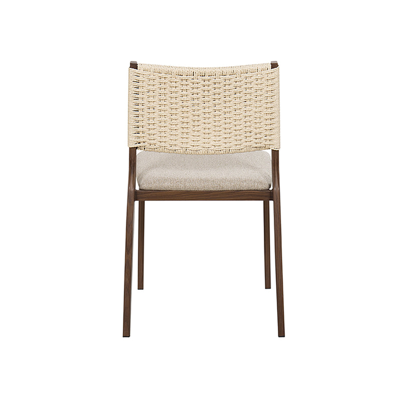 SILLA DE COMEDOR ACABADO DE MADERA Y CUERDA CON COJIN EN TELA BEIGE