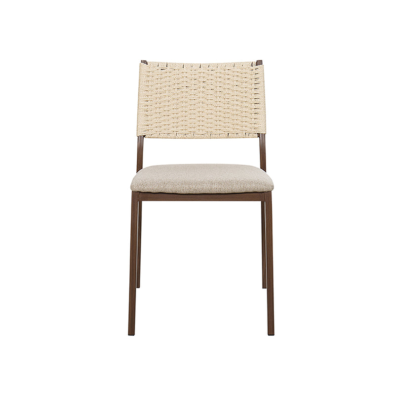 SILLA DE COMEDOR ACABADO DE MADERA Y CUERDA CON COJIN EN TELA BEIGE
