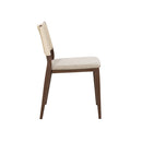 SILLA DE COMEDOR ACABADO DE MADERA Y CUERDA CON COJIN EN TELA BEIGE