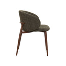 SILLA DE COMEDOR EN TELA VERDE Y PATAS MARRONES