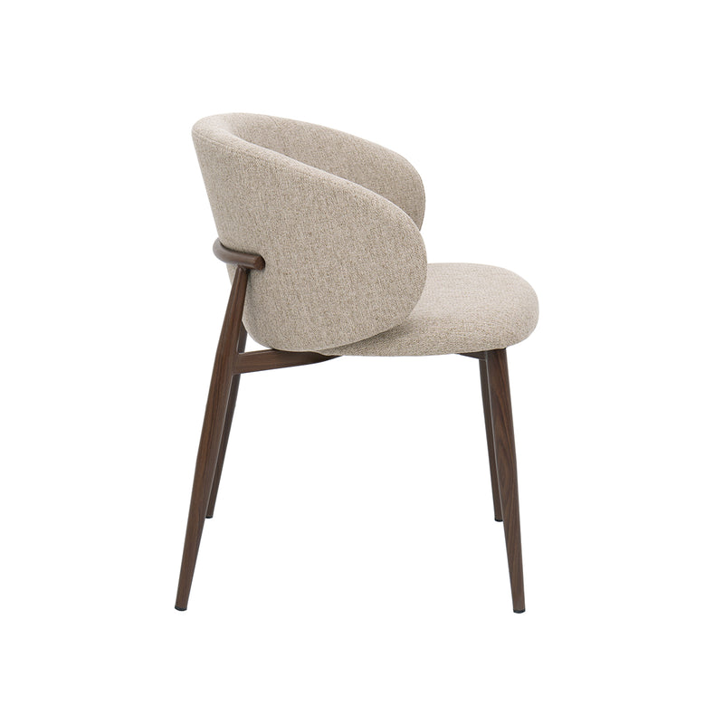 SILLA DE COMEDOR EN TELA BEIGE Y PATAS ACABADO DE MADERA