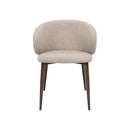 SILLA DE COMEDOR EN TELA BEIGE Y PATAS ACABADO DE MADERA