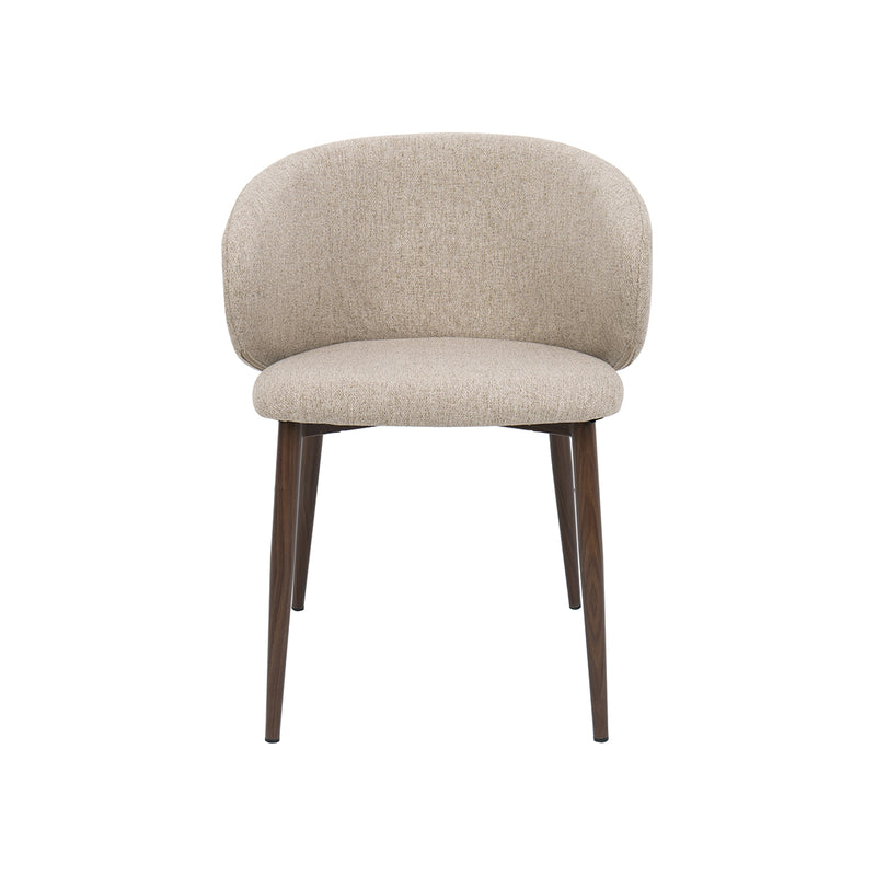 SILLA DE COMEDOR EN TELA BEIGE Y PATAS ACABADO DE MADERA