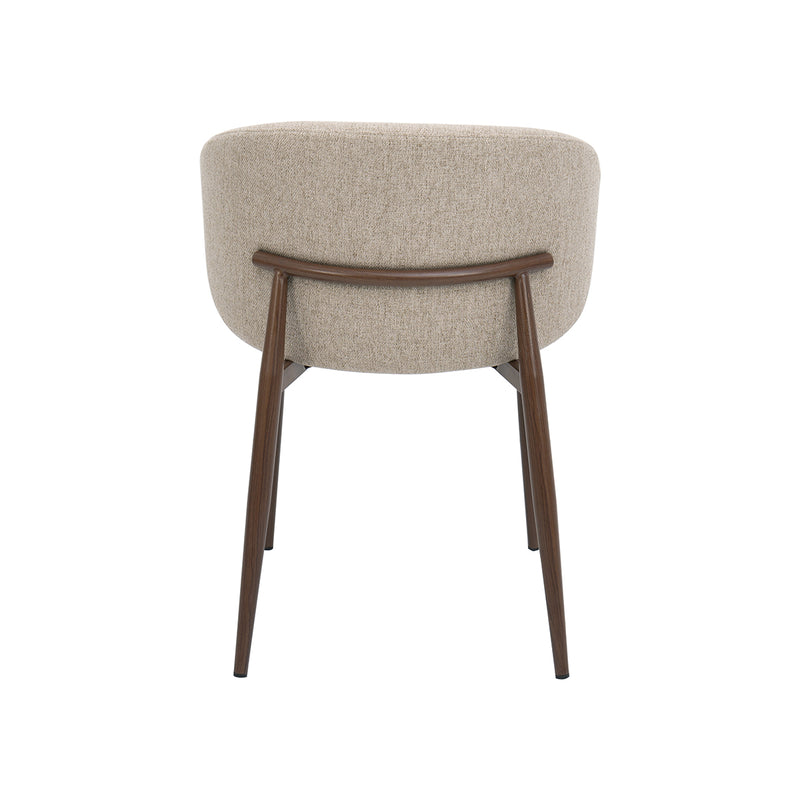 SILLA DE COMEDOR EN TELA BEIGE Y PATAS ACABADO DE MADERA