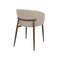 SILLA DE COMEDOR EN TELA BEIGE Y PATAS ACABADO DE MADERA