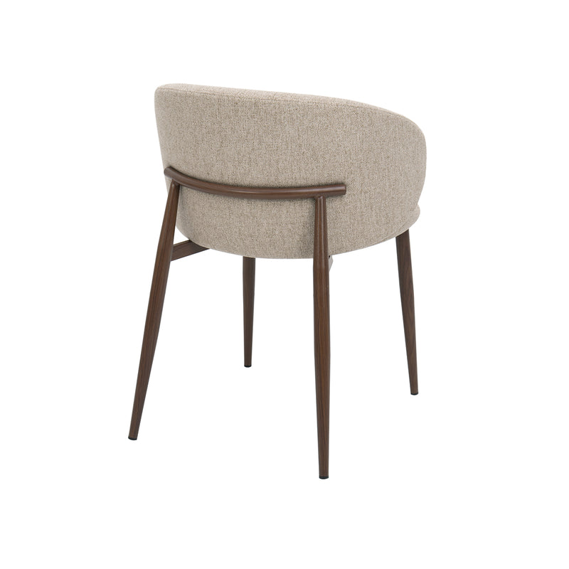 SILLA DE COMEDOR EN TELA BEIGE Y PATAS ACABADO DE MADERA