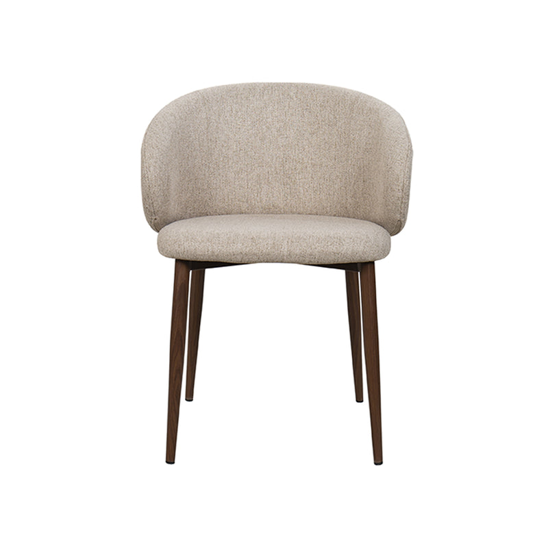 SILLA DE COMEDOR EN TELA BEIGE PATAS  ACABADO DE MADERA