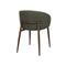 SILLA DE COMEDOR EN TELA VERDE PATAS  ACABADO DE MADERA