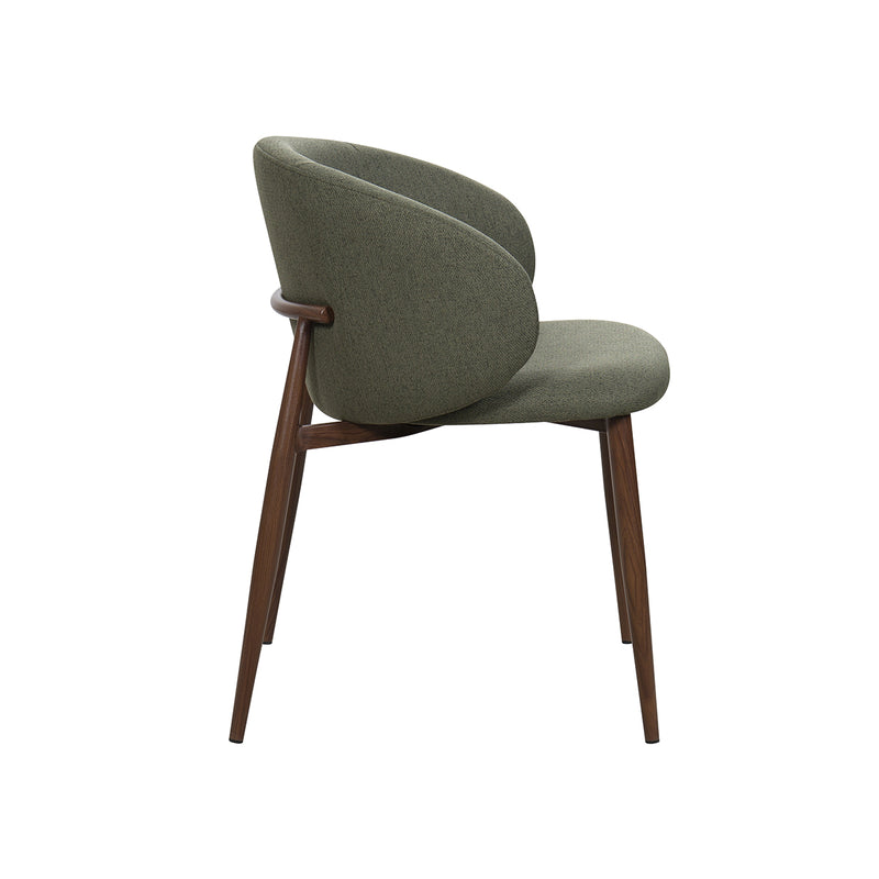 SILLA DE COMEDOR EN TELA VERDE PATAS  ACABADO DE MADERA