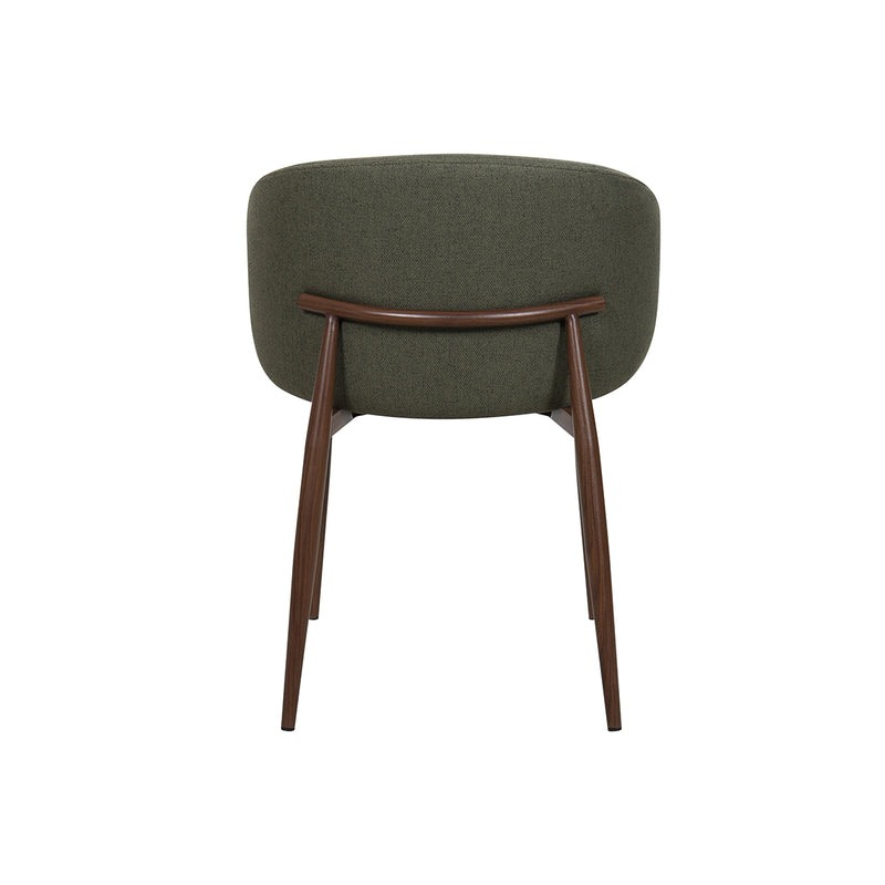 SILLA DE COMEDOR EN TELA VERDE PATAS  ACABADO DE MADERA