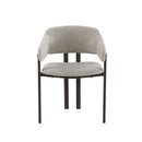 SILLA DE COMEDOR EN TELA BEIGE Y PATAS DE METAL ESTILO MADERA