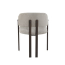 SILLA DE COMEDOR EN TELA BEIGE Y PATAS DE METAL ESTILO MADERA